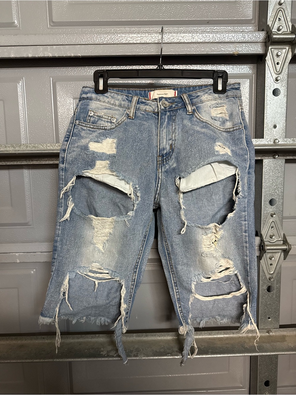 Signature8 Distressed Light Blue Jean Shorts